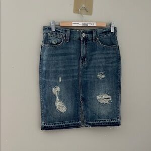 Bootlegger Distressed Denim Pencil Skirt Women’s W28 Blue Jean Skirt